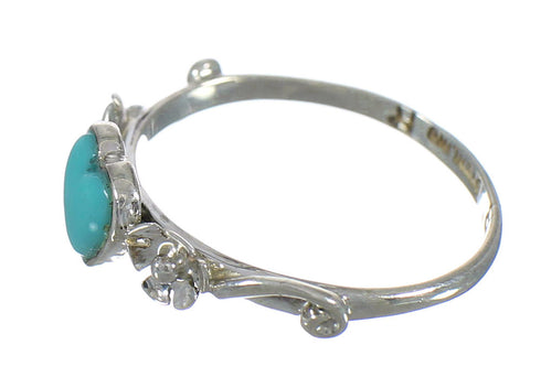 Sterling Silver Turquoise Heart Flower Ring Size 5-3/4 RX62186